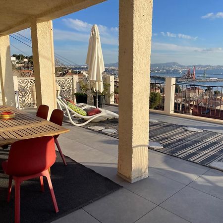 Superbe Terrasse Avec Vue Panoramique Sur La Mer Marseille Exteriör bild